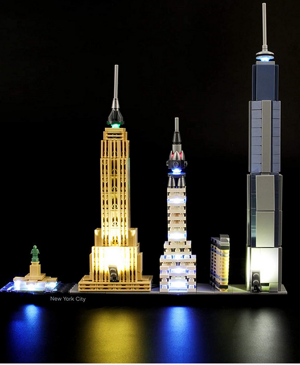 Juego luces para modelo construccion bloques Lego architecture New York